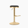 Romy Adjustable Stool | Vintage Black Faux Leather & Brass