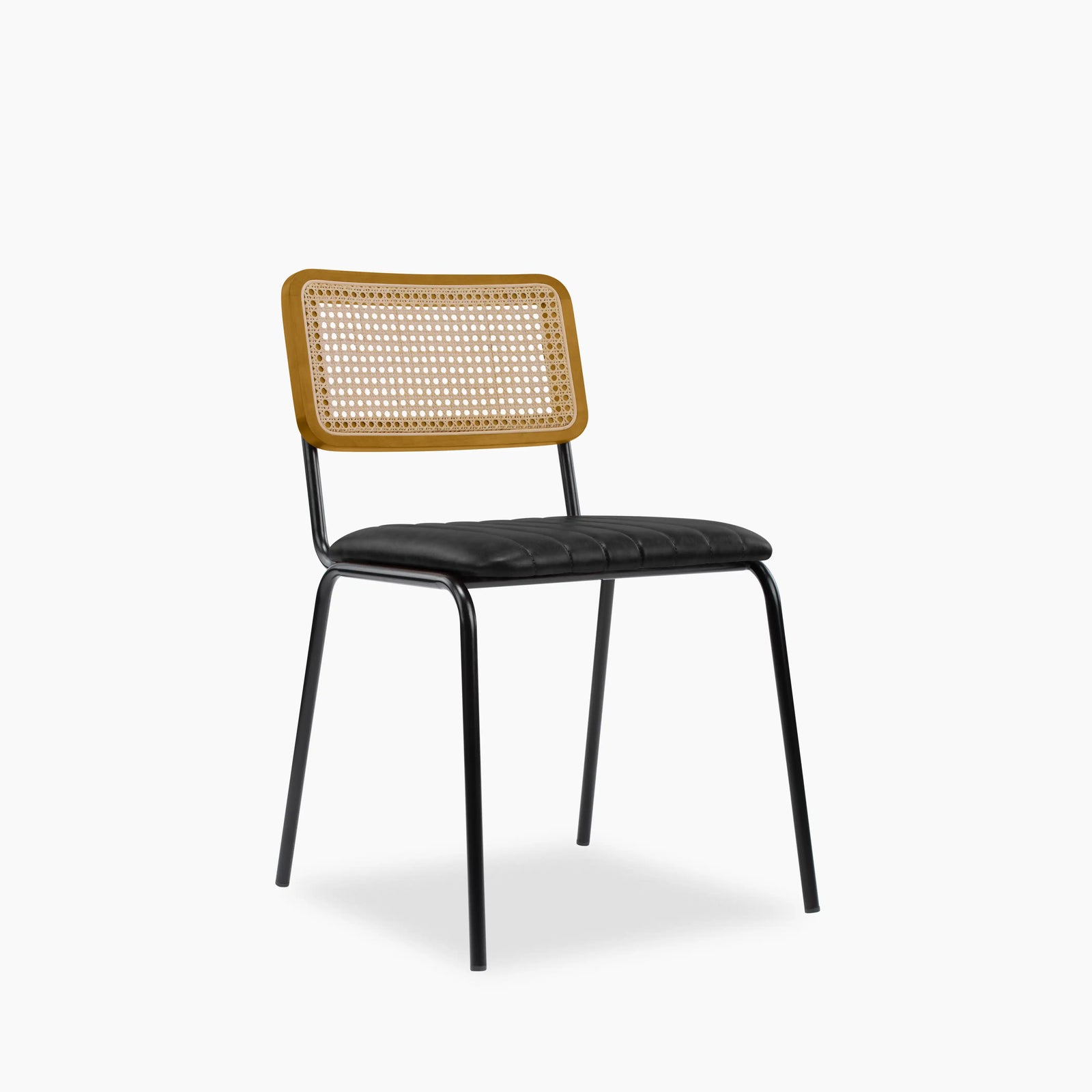 Willis Stackable Dining Chair | Vintage Black Faux Leather & Black