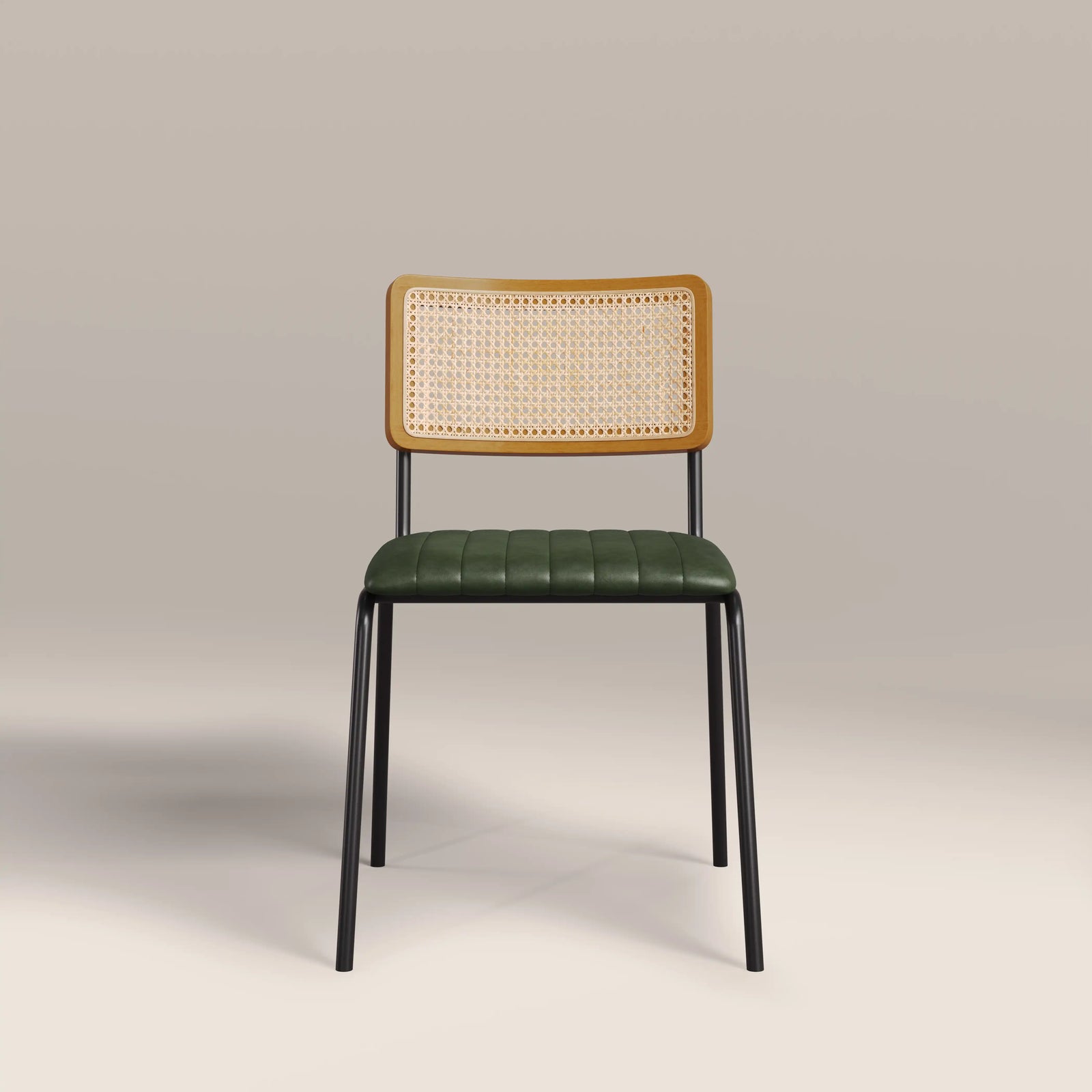 Willis Stackable Dining Chair | Vintage Green Faux Leather & Black