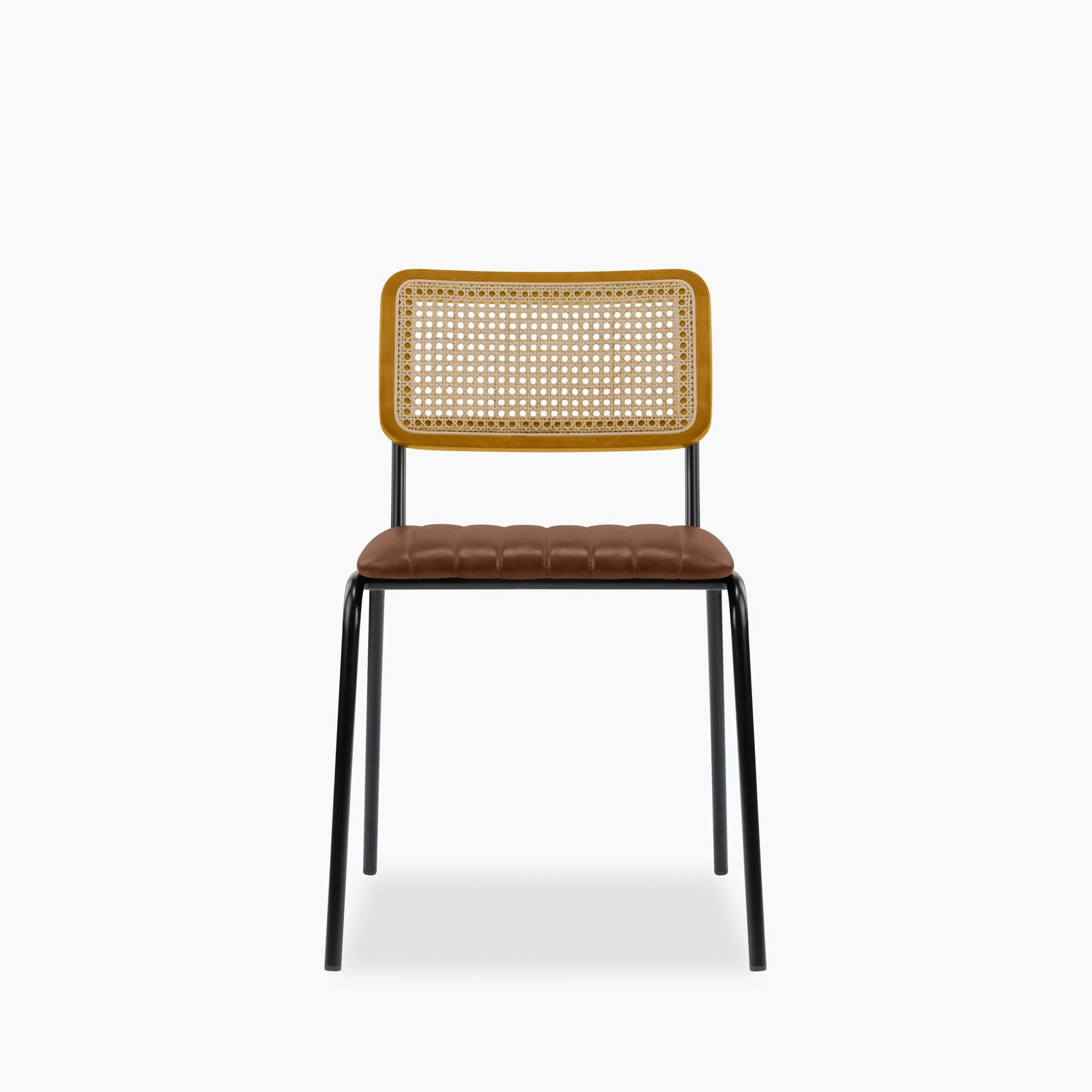 Willis Stackable Dining Chair | Vintage Tan Faux Leather & Black