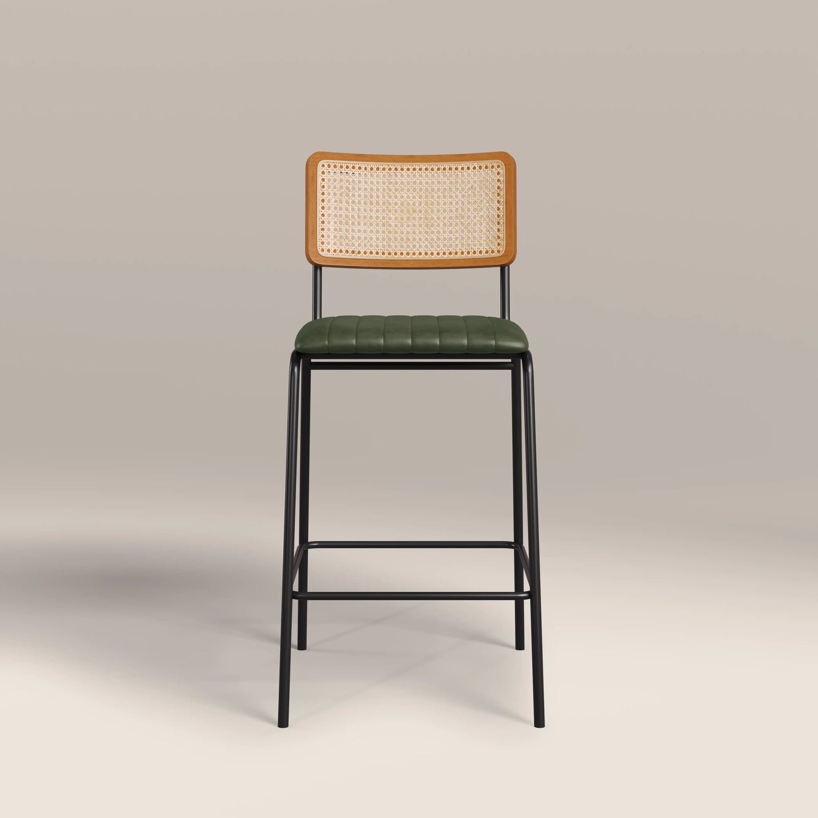 Willis Kitchen Stool | Vintage Green Faux Leather & Black