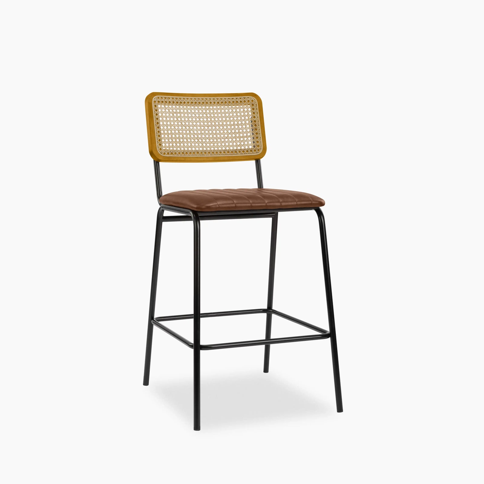Willis Stackable Kitchen Stool | Vintage Tan Faux Leather & Black