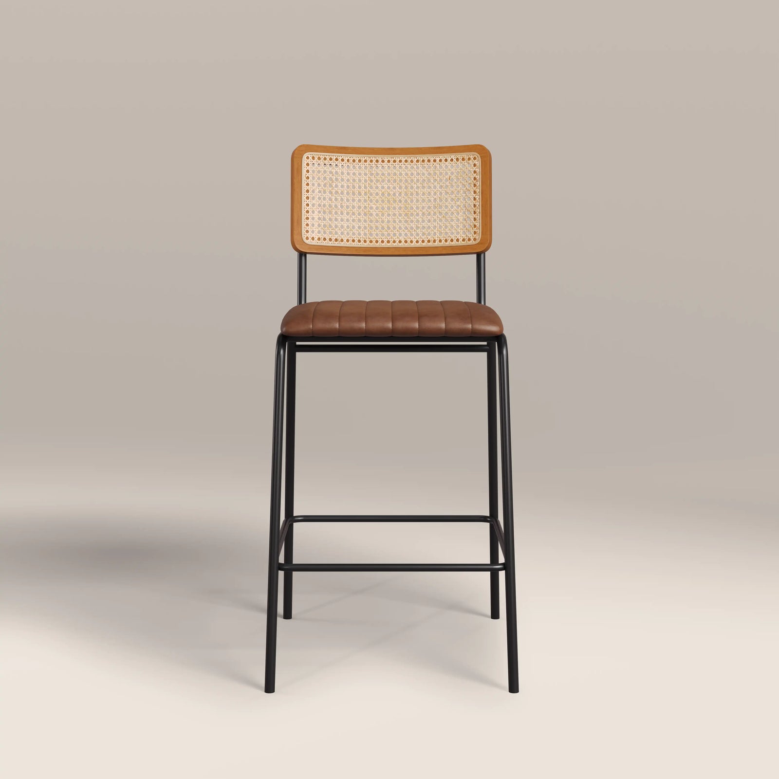 Willis Kitchen Stool | Vintage Tan Faux Leather & Black