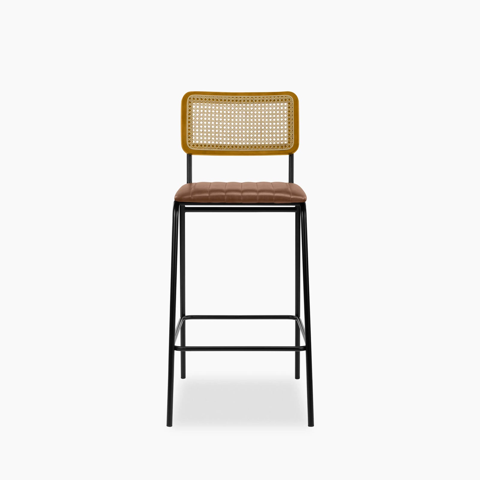 Willis Stackable Kitchen Stool | Vintage Tan Faux Leather & Black