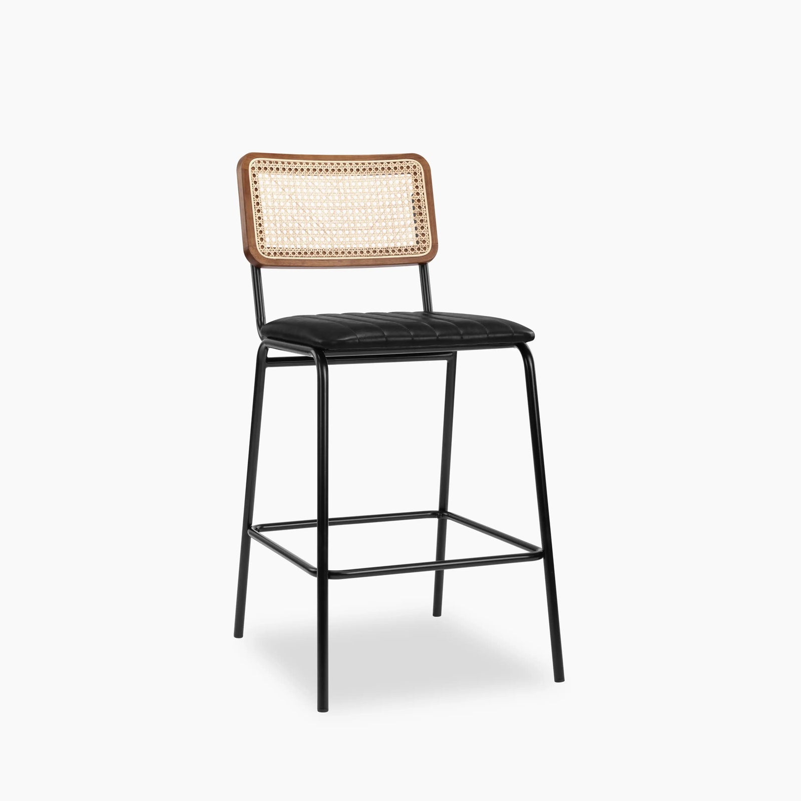 Willis Kitchen Stool | Vintage Black Faux Leather & Black