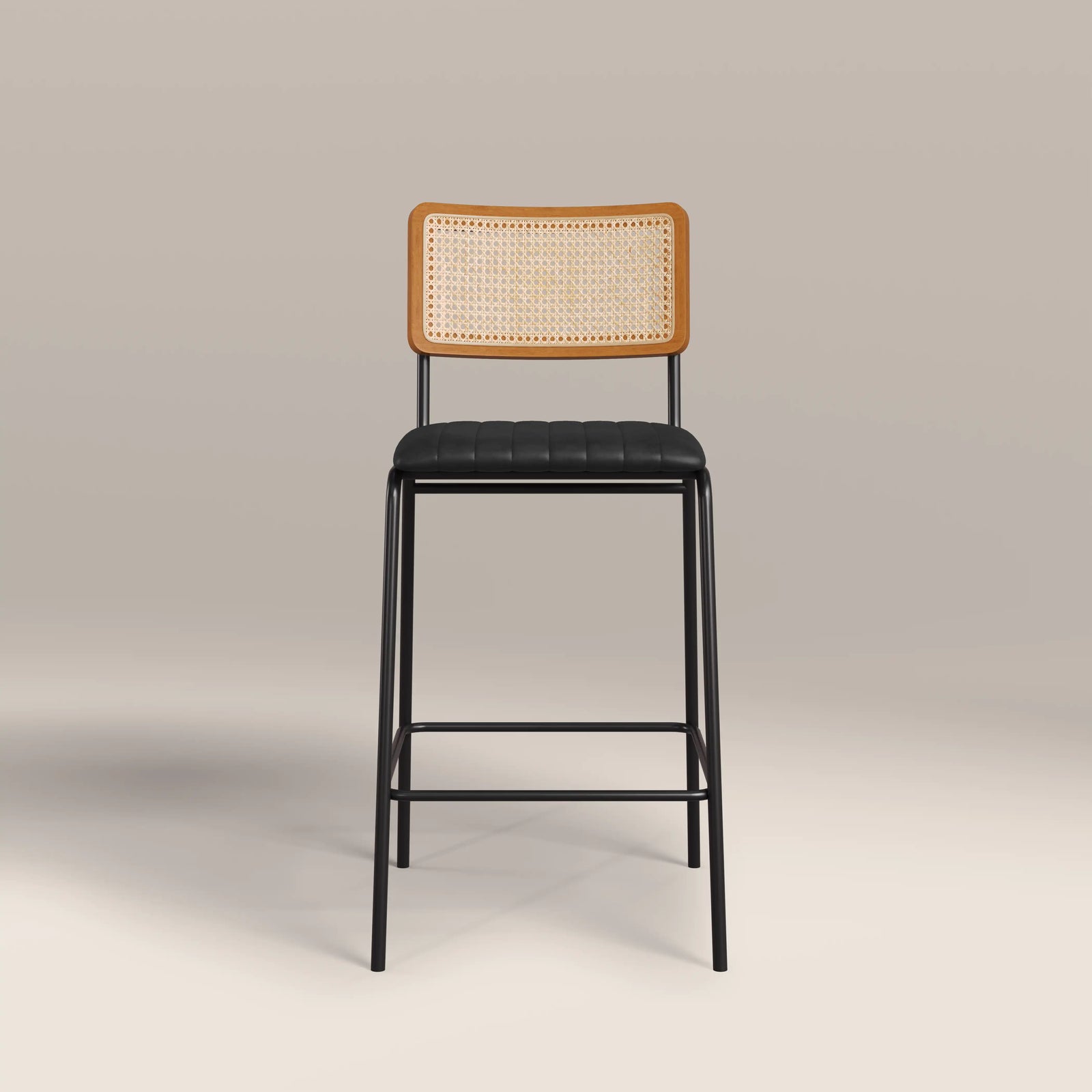 Willis Kitchen Stool | Vintage Black Faux Leather & Black