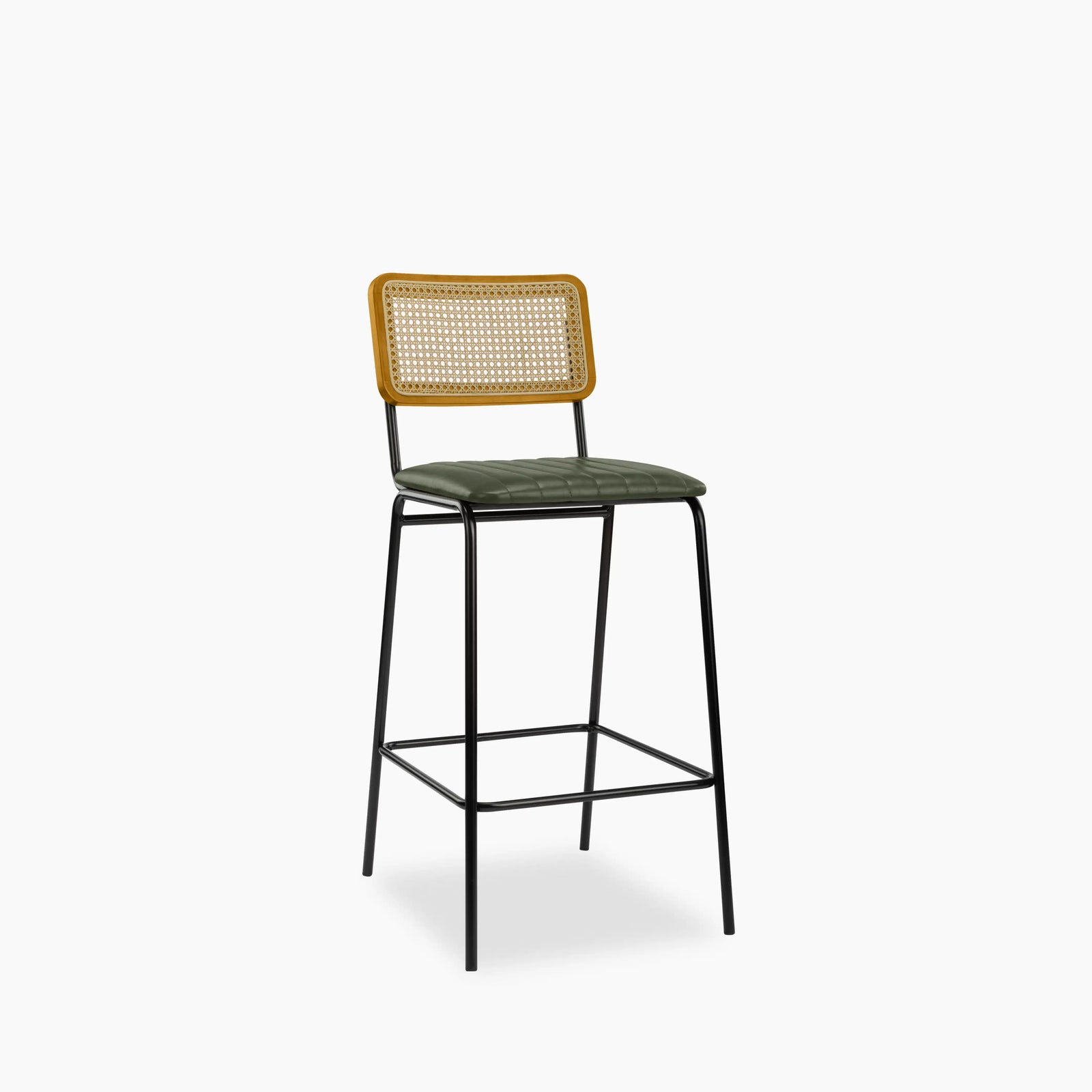 Willis Bar Stool | Vintage Green Faux Leather & Black