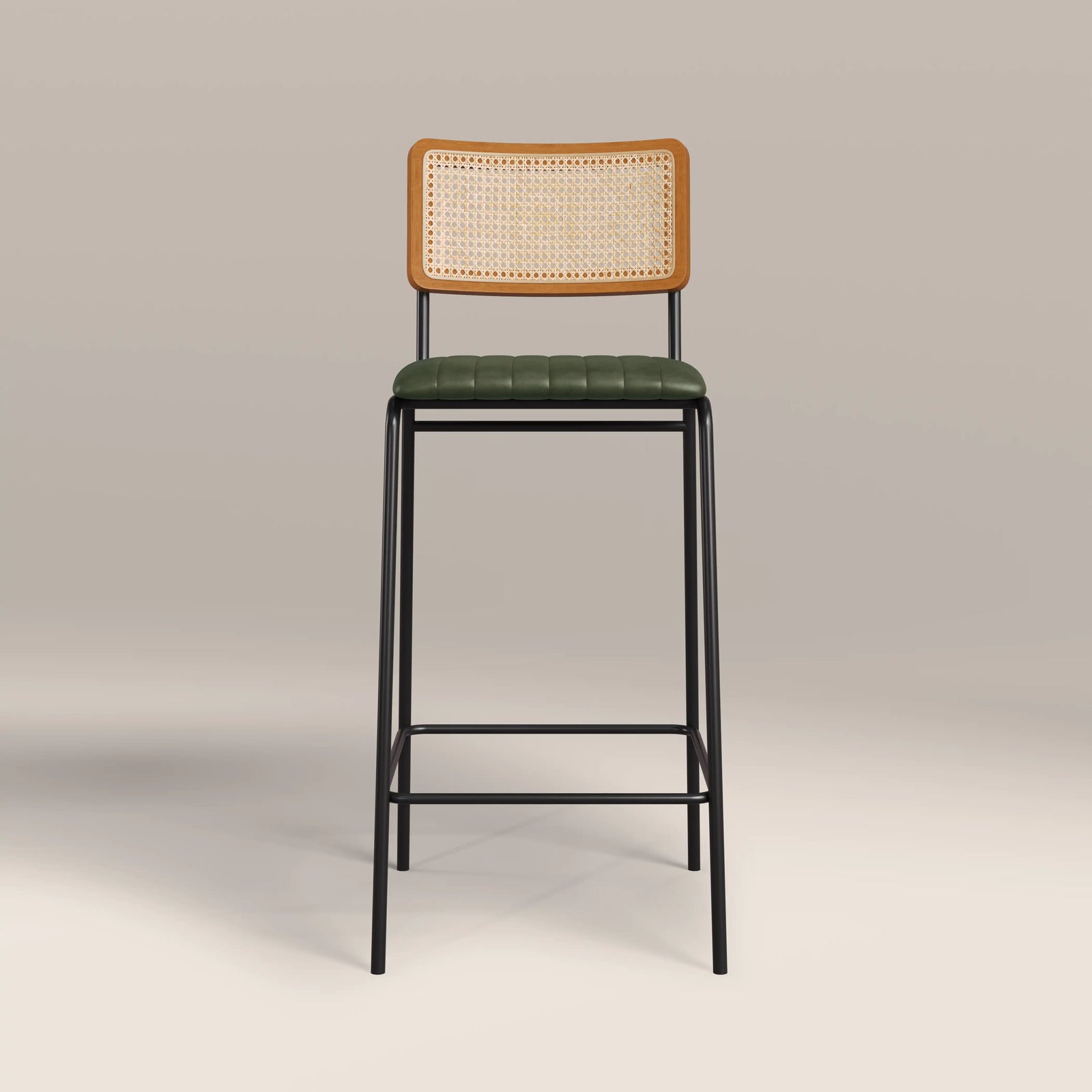Willis Bar Stool | Vintage Green Faux Leather & Black
