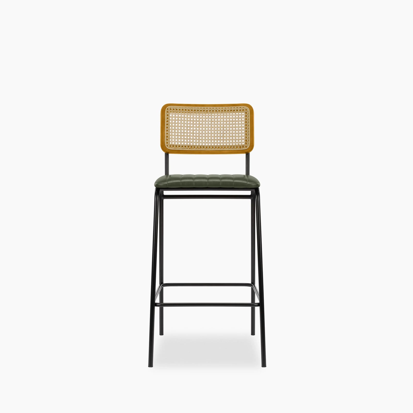 Willis Bar Stool | Vintage Green Faux Leather & Black
