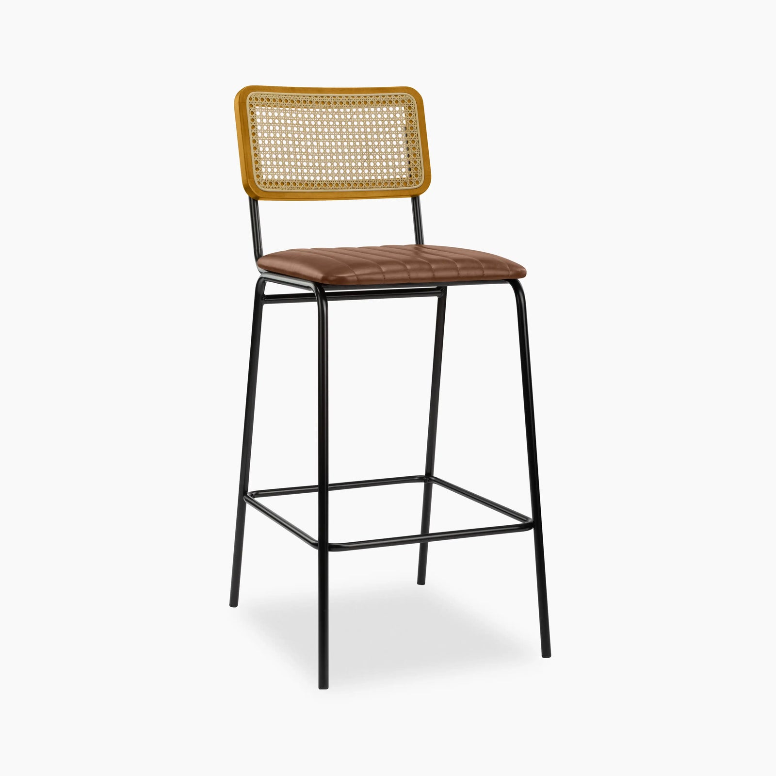 Willis Stackable Bar Stool | Vintage Tan Faux Leather & Black