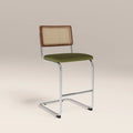 Kenton Kitchen Stool | Olive Green Sustainable Velvet & Chrome