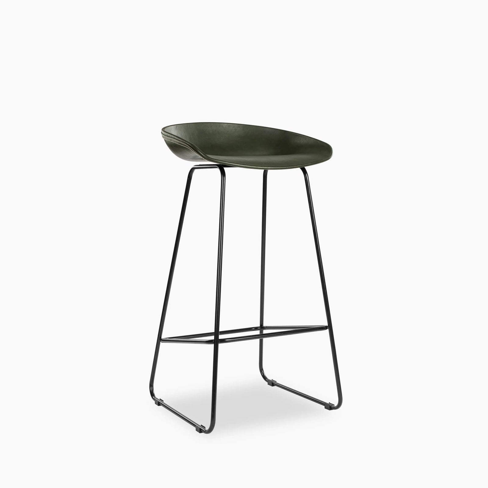 Conway Bar Stool | Vintage Green Faux Leather & Black
