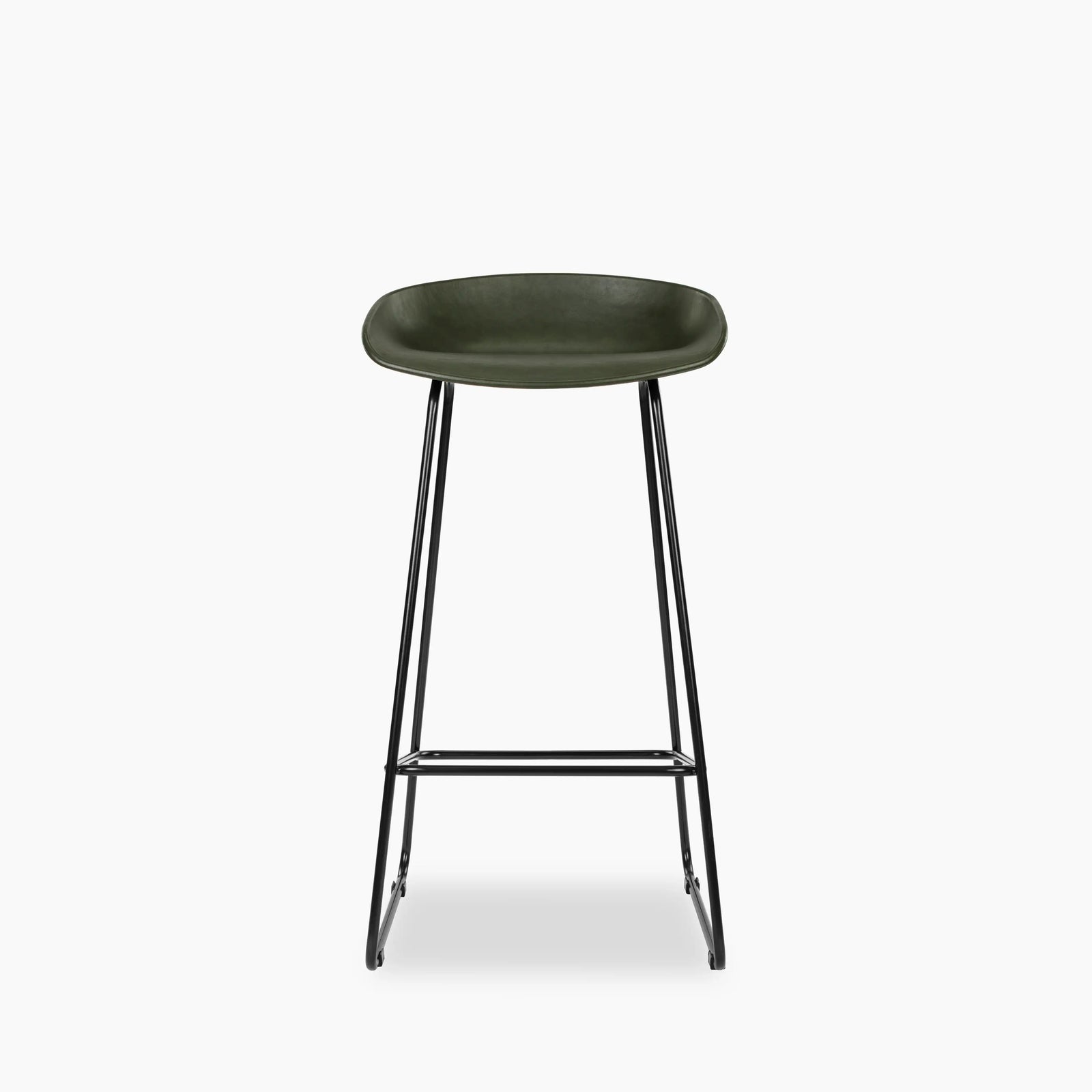 Conway Bar Stool | Vintage Green Faux Leather & Black