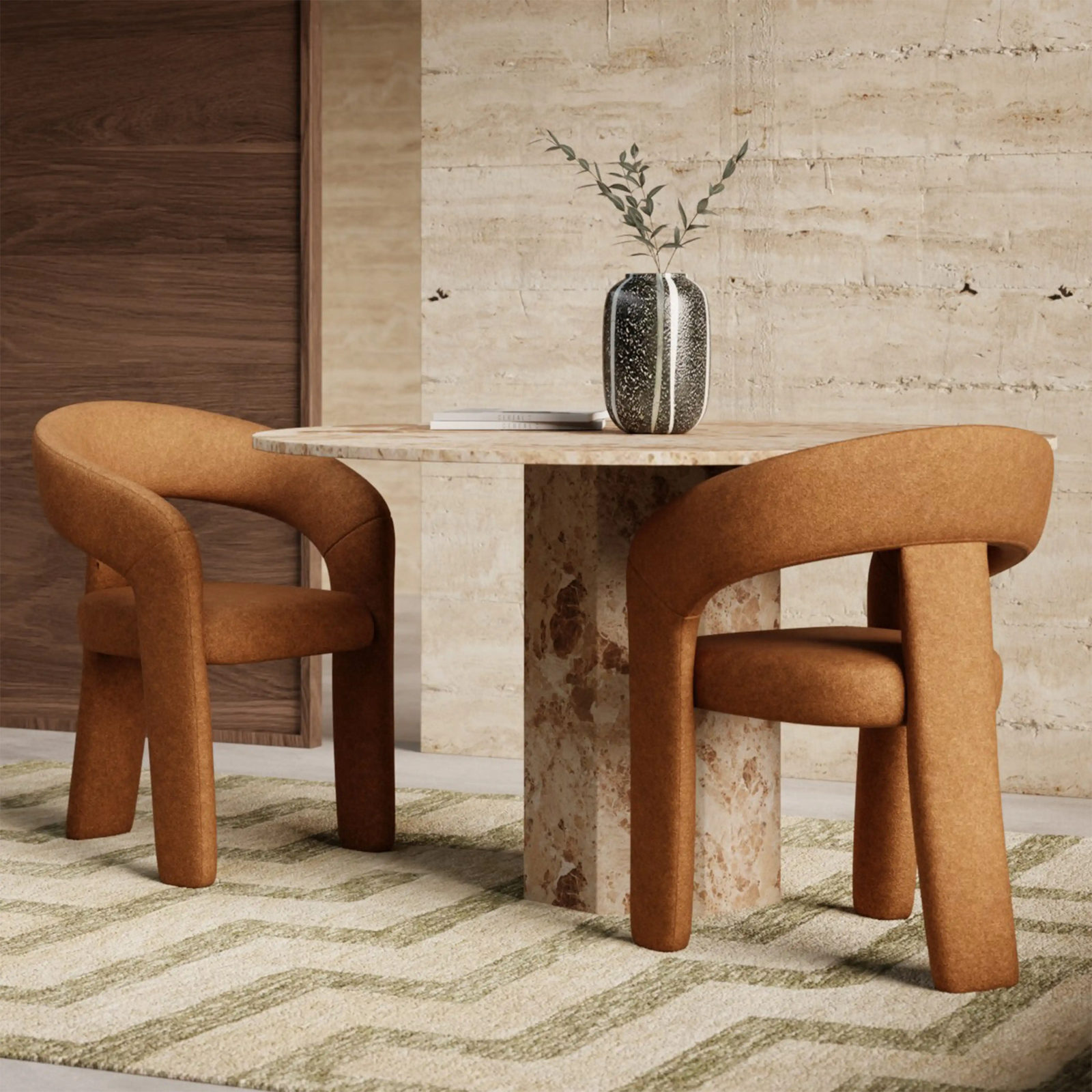 Bellamy Dining Chair | Caramel Sustainable Mohair Velvet