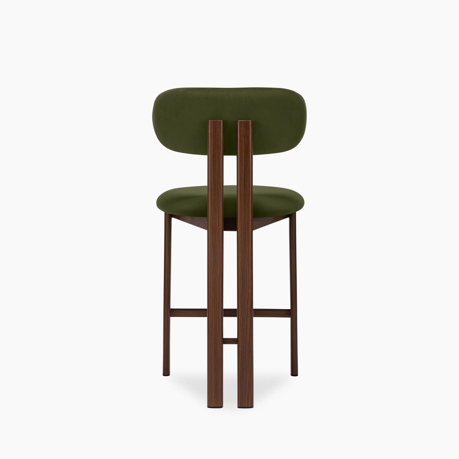 Arbor Kitchen Stool | Olive Green Sustainable Velvet & Walnut