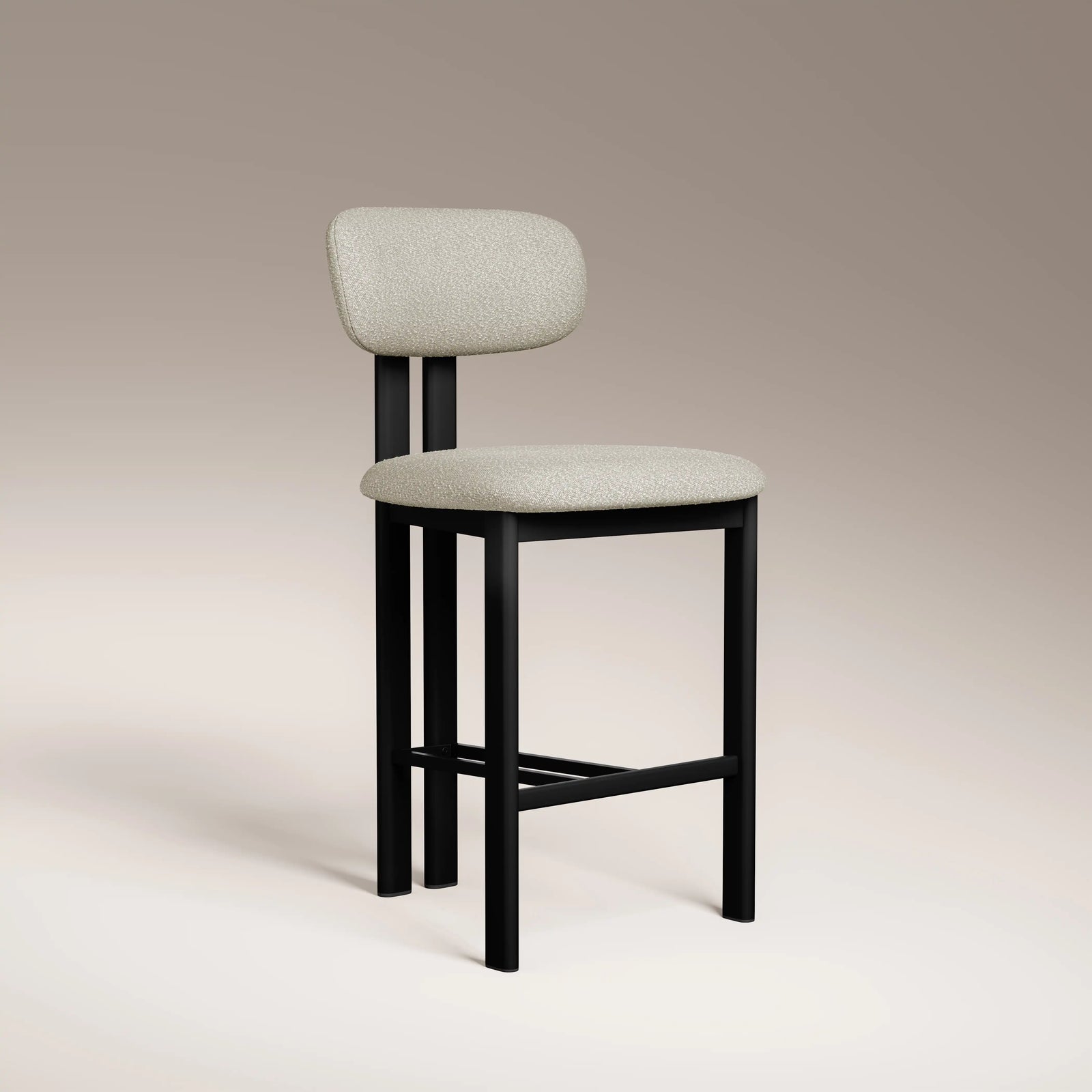 Arbor Kitchen Stool | Speckled Stone Sustainable Boucle & Black
