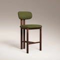 Arbor Kitchen Stool | Olive Green Sustainable Velvet & Walnut