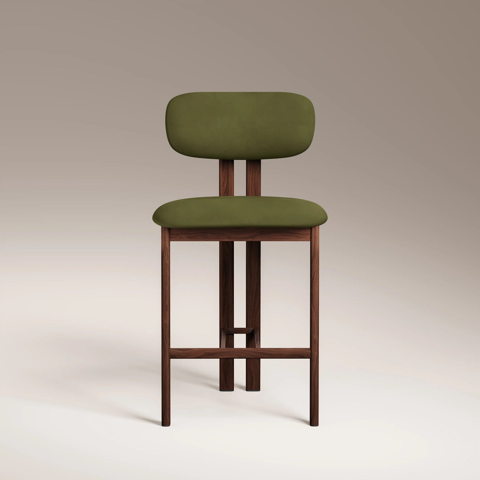 Arbor Kitchen Stool | Olive Green Sustainable Velvet & Walnut
