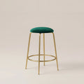 Regent Kitchen Stool | Teal Sustainable Velvet & Brass