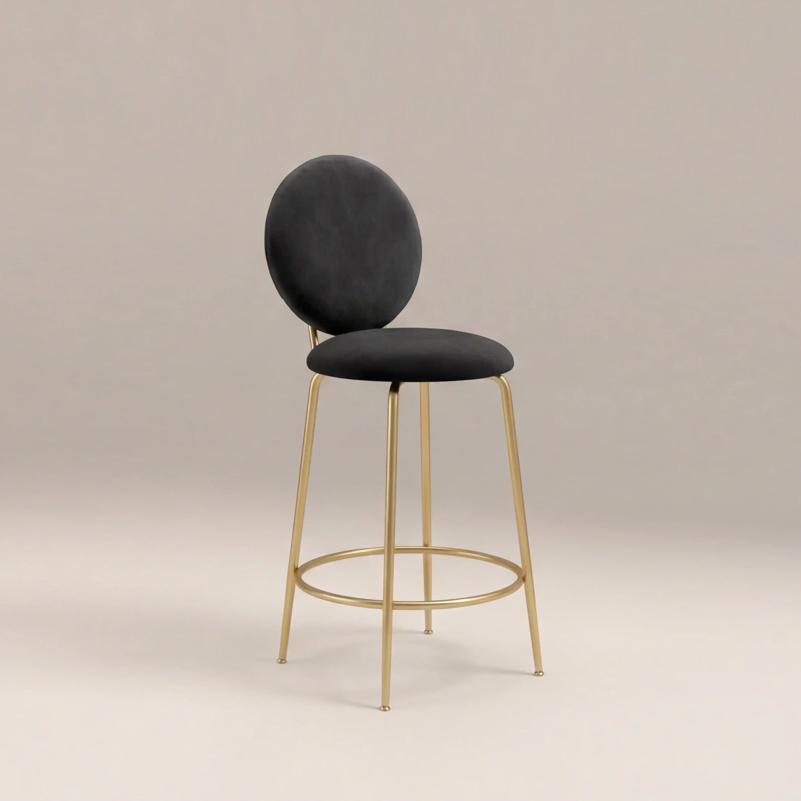 Regent Kitchen Stool with Backrest | Grey Sustainable Velvet