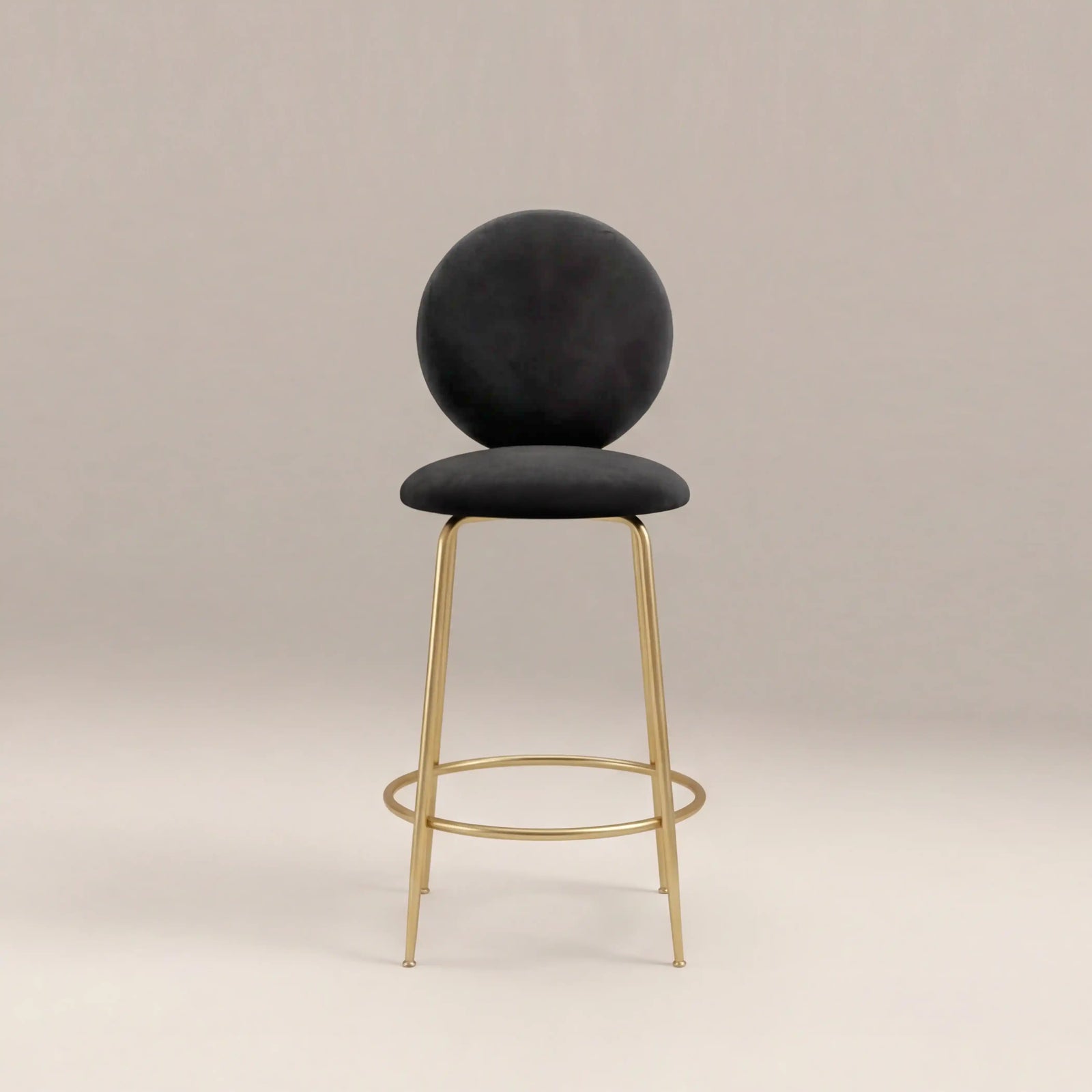 Regent Kitchen Stool with Backrest | Grey Sustainable Velvet