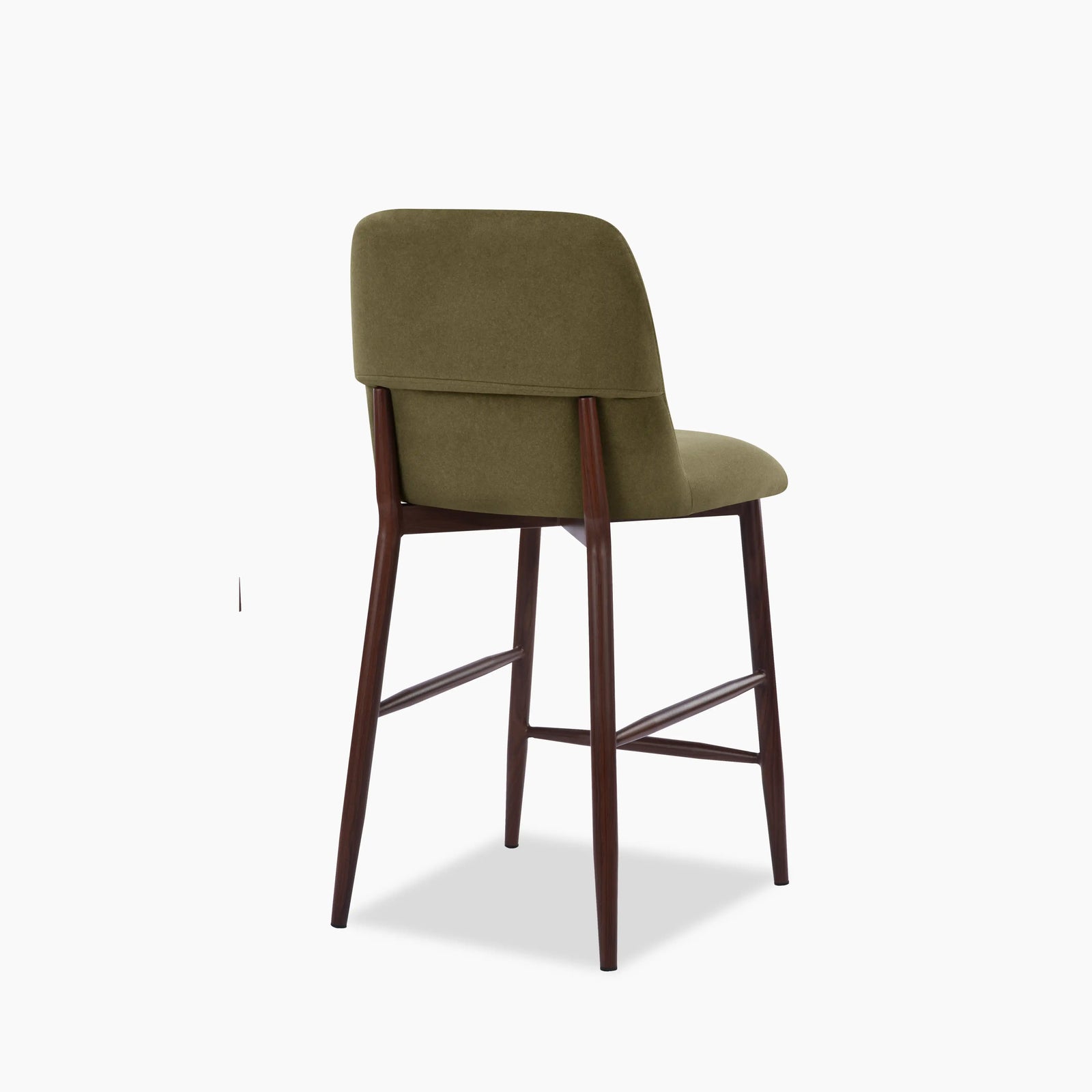 Amari Kitchen Stool | Moss Green Sustainable Mohair Velvet & Walnut