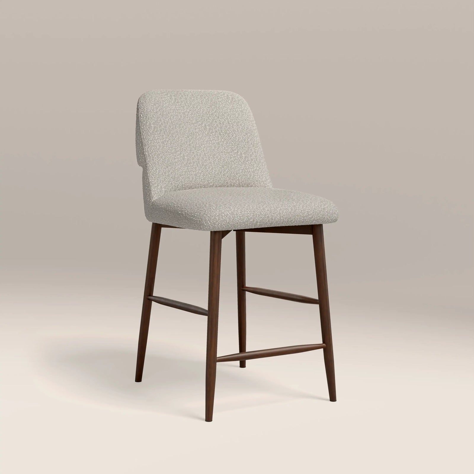 Amari Kitchen Stool | Speckled Stone Sustainable Boucle & Walnut
