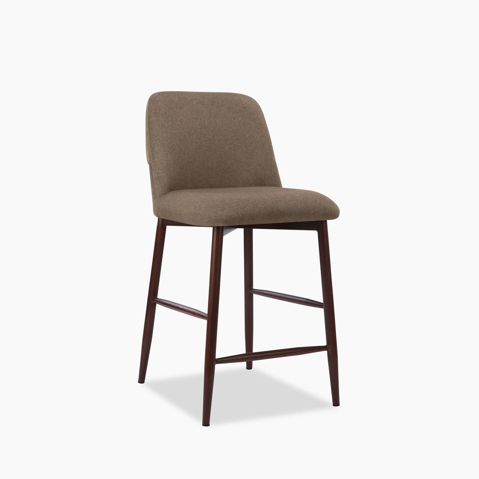 Amari Kitchen Stool | Truffle Brown Sustainable Mohair Velvet & Walnut