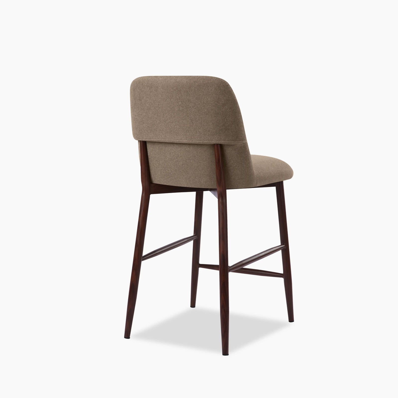 Amari Kitchen Stool | Truffle Brown Sustainable Mohair Velvet & Walnut