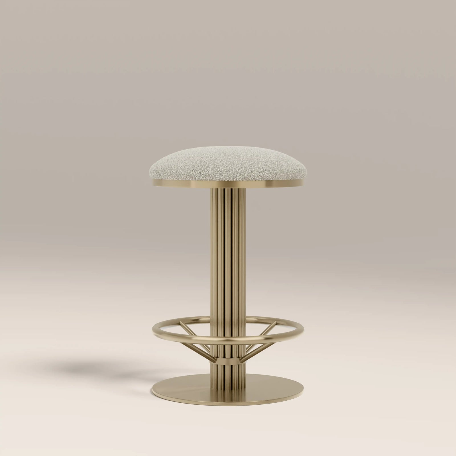 Rafferty Swivel Kitchen Stool | Speckled Stone Sustainable Boucle & Brass