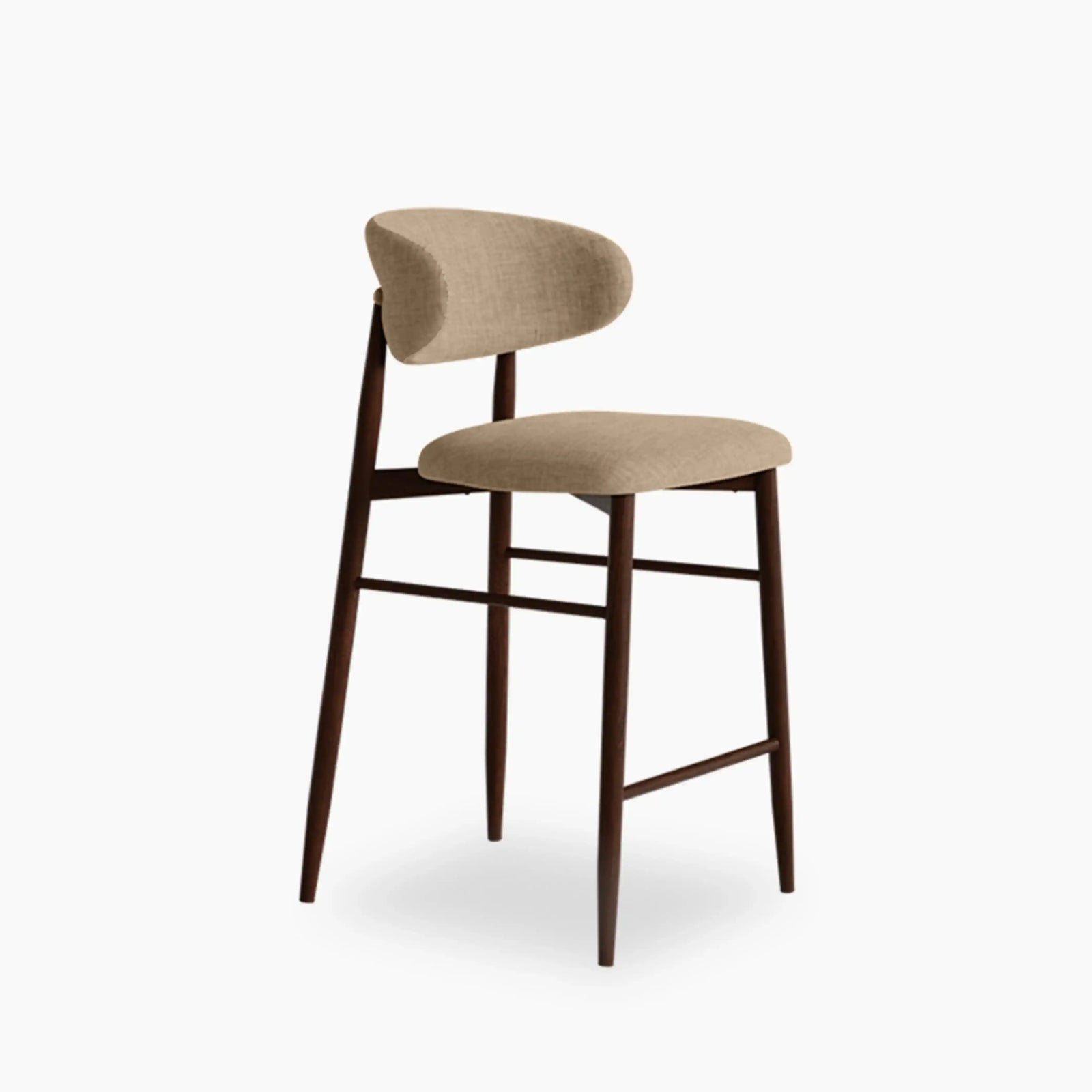 Halston Kitchen Stool | Latte Sustainable Fabric & Walnut