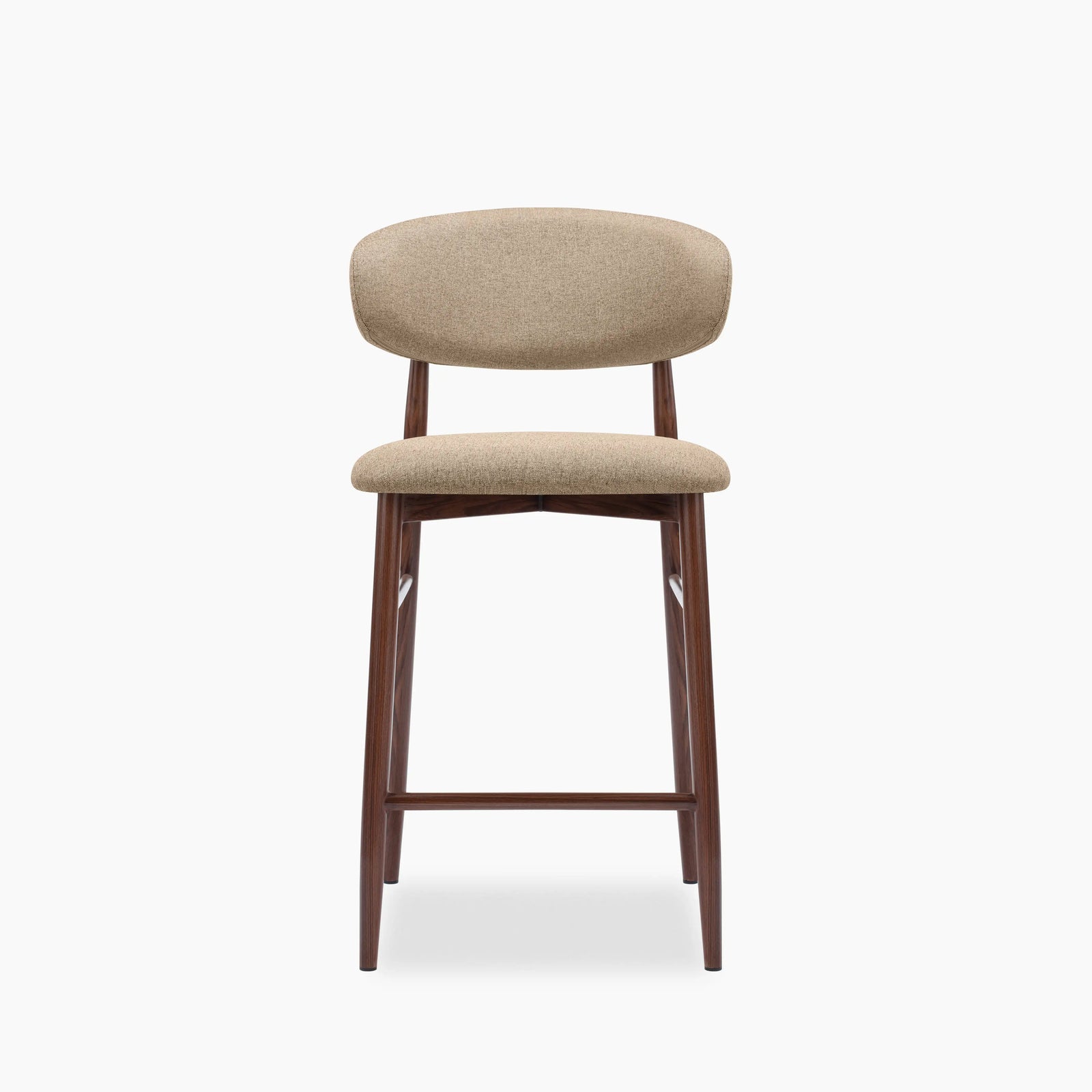 Halston Kitchen Stool | Latte Sustainable Fabric & Walnut