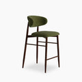 Halston Kitchen Stool | Olive Green Sustainable Velvet & Walnut