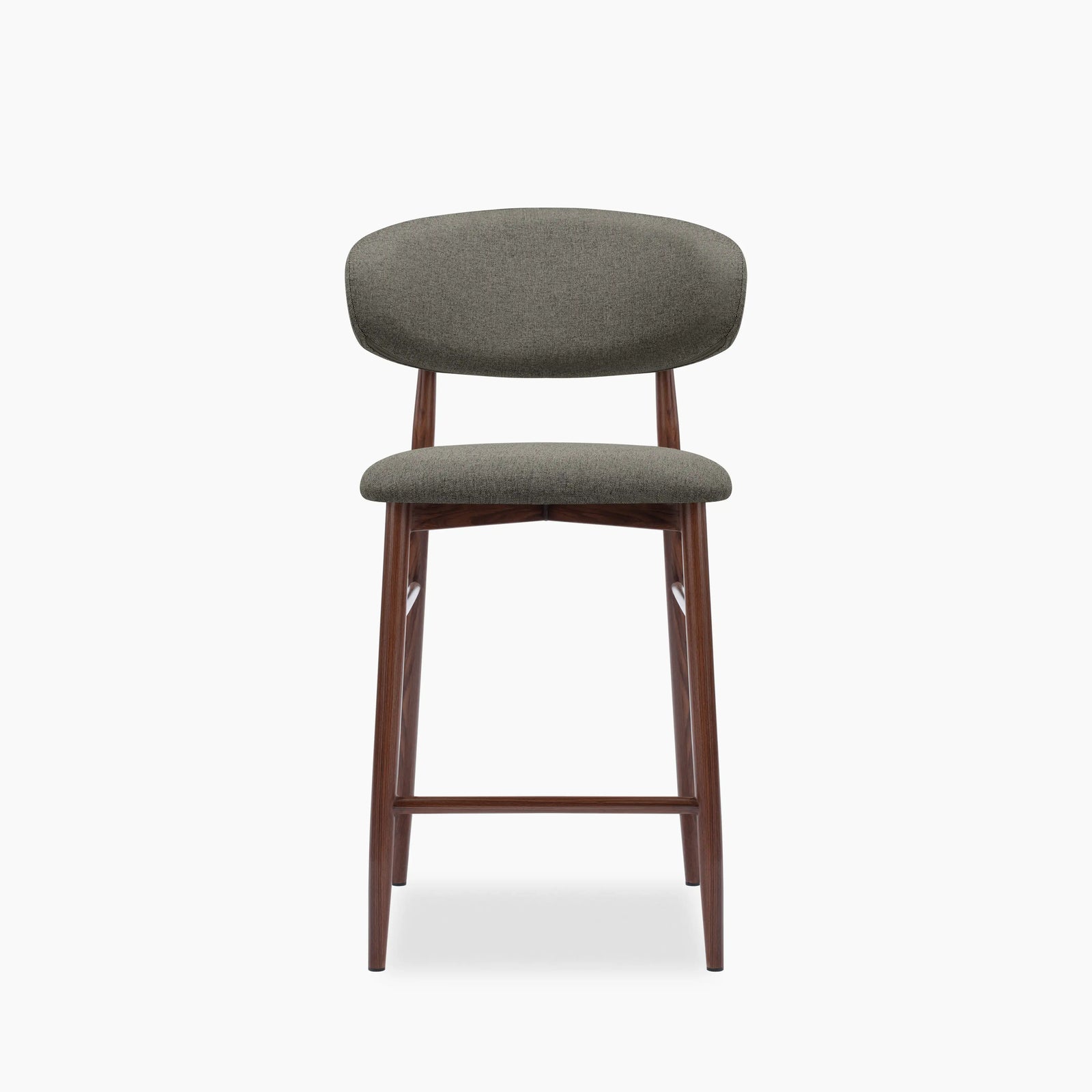 Halston Kitchen Stool | Speckled Grey Sustainable Fabric & Walnut