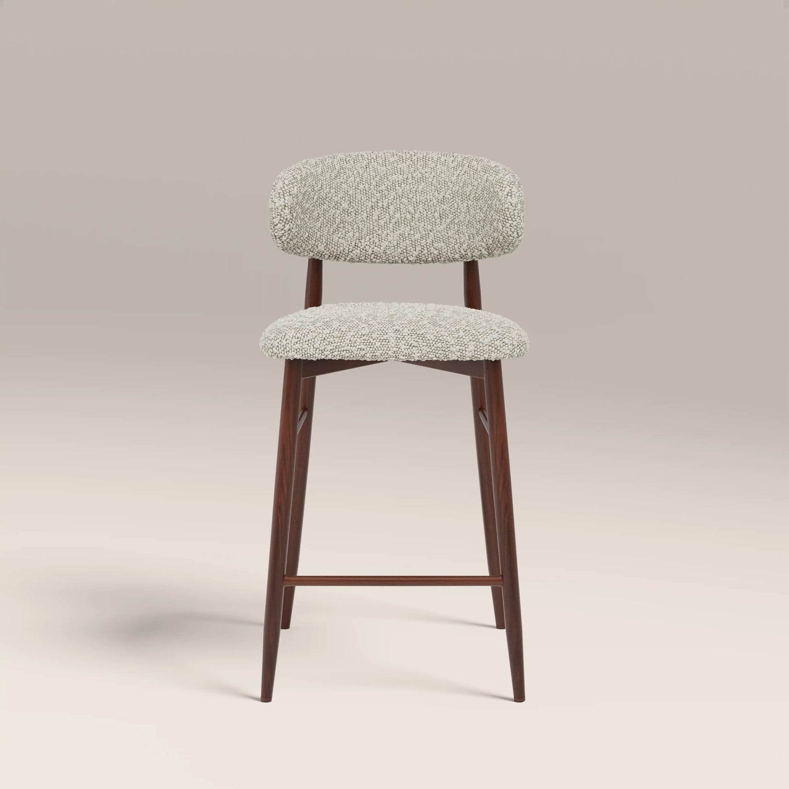 Halston Kitchen Stool | Speckled Stone Sustainable Boucle & Walnut