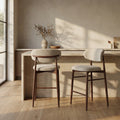 Halston Kitchen Stool | Speckled Stone Sustainable Boucle & Walnut