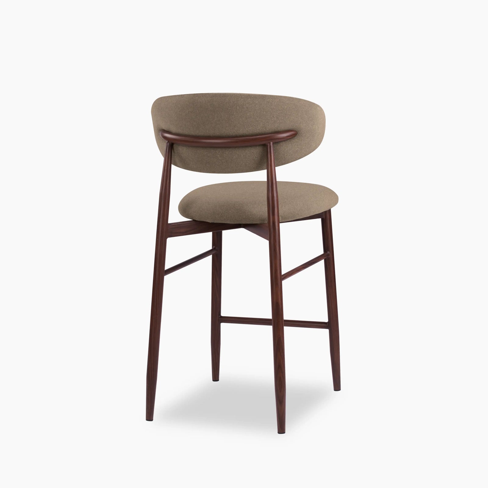 Halston Kitchen Stool | Truffle Sustainable Mohair Velvet & Walnut