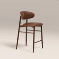Halston Kitchen Stool | Vintage Tan Faux Leather & Walnut