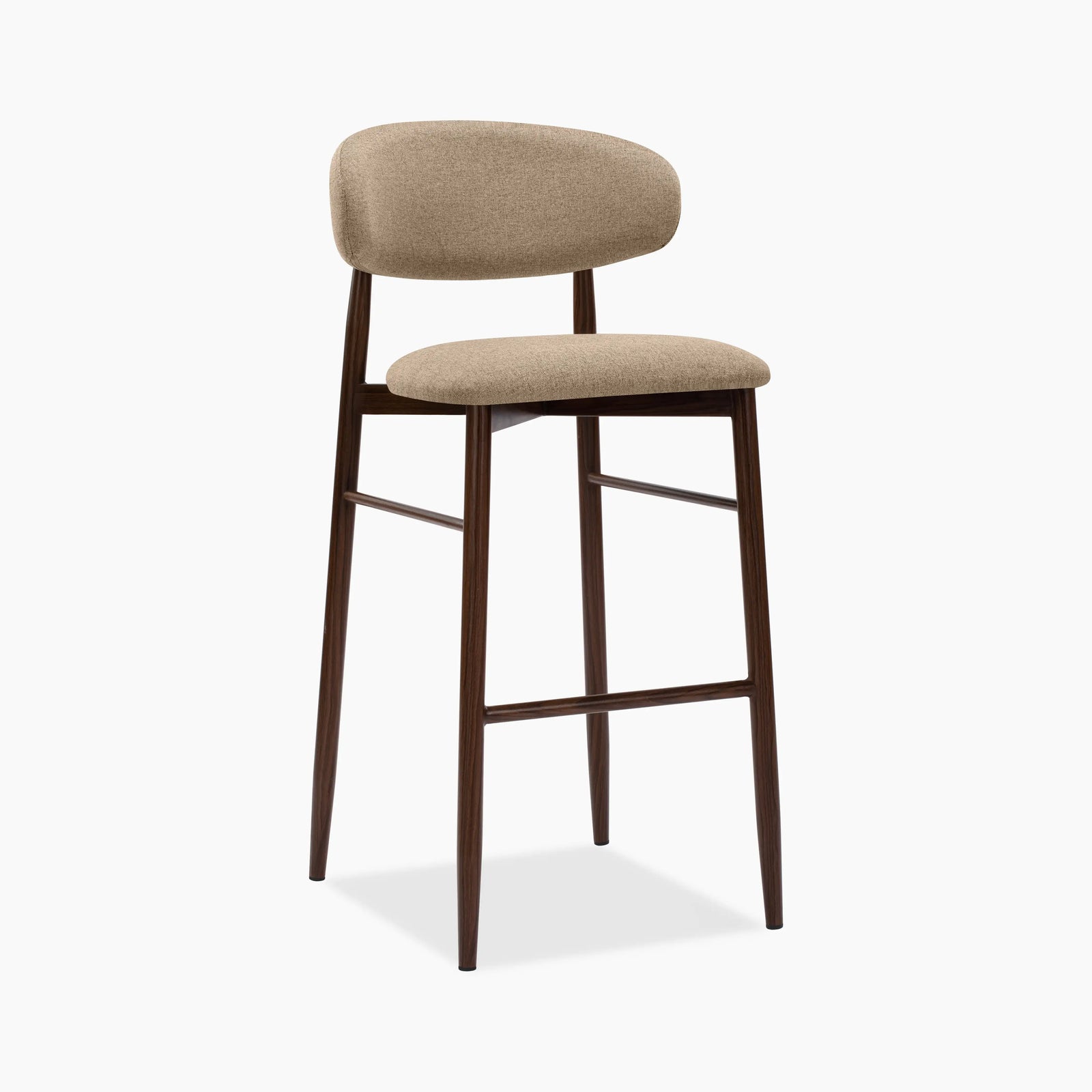 Halston Bar Stool | Latte Sustainable Fabric & Walnut