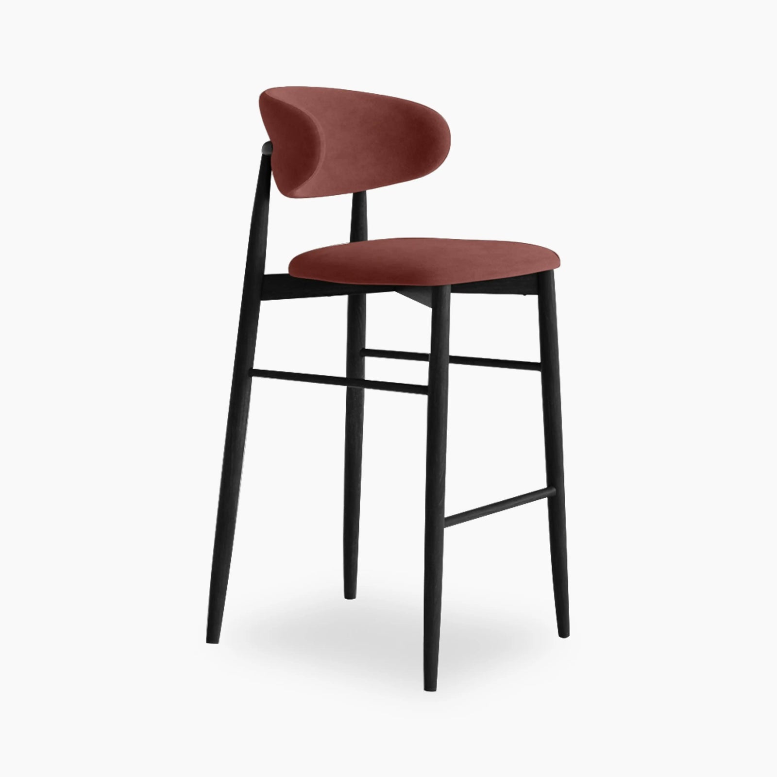 Halston Bar Stool | Rust Sustainable Velvet & Black