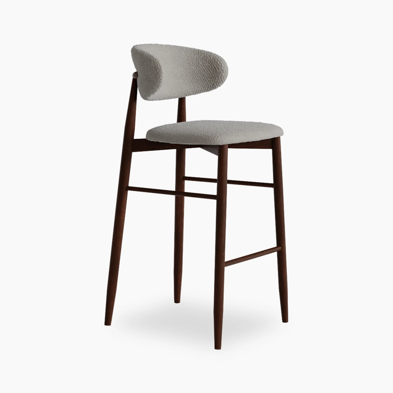 Halston Bar Stool | Speckled Stone Sustainable Boucle & Walnut