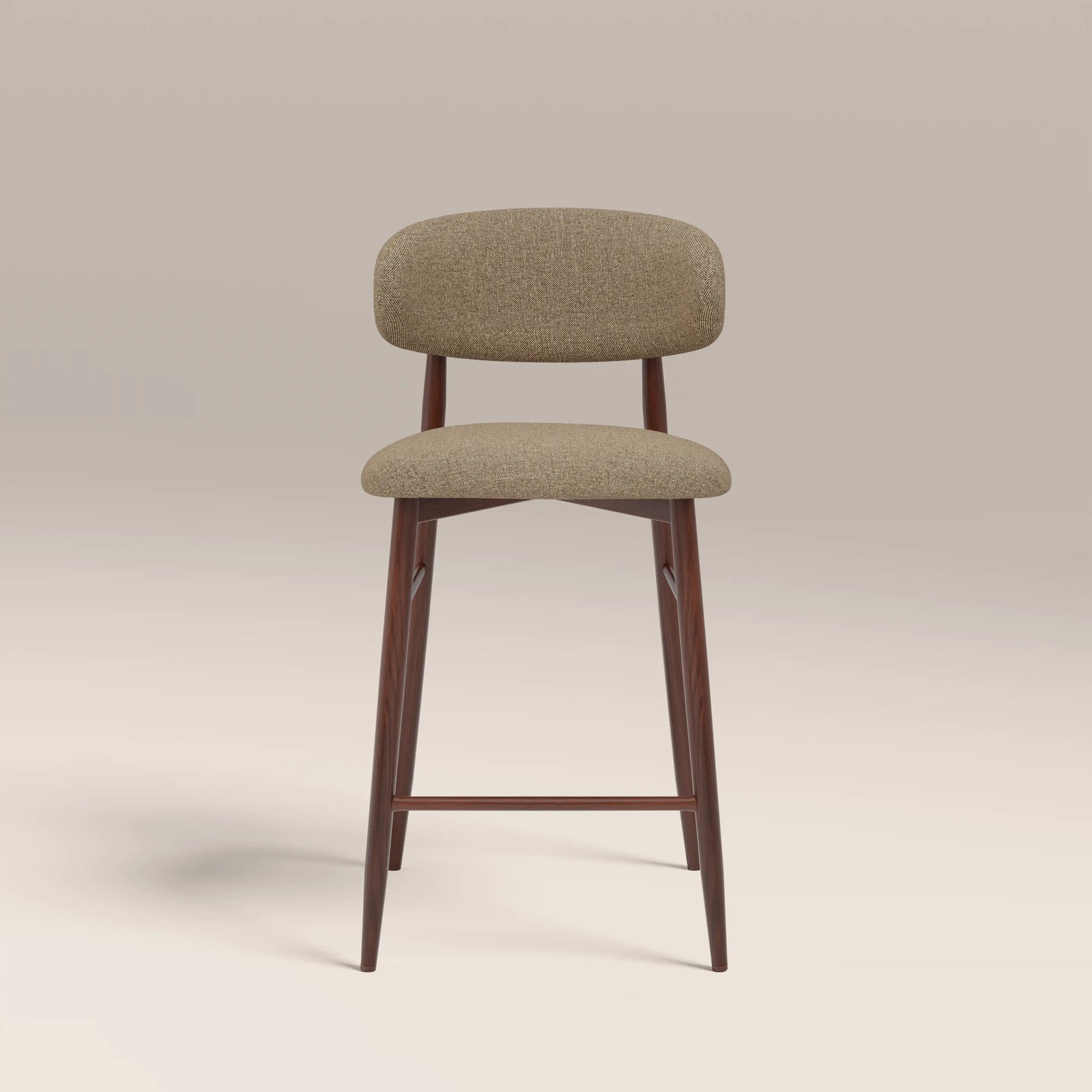 Halston Kitchen Stool | Latte Sustainable Fabric & Walnut