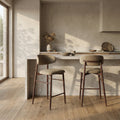 Halston Kitchen Stool | Latte Sustainable Fabric & Walnut
