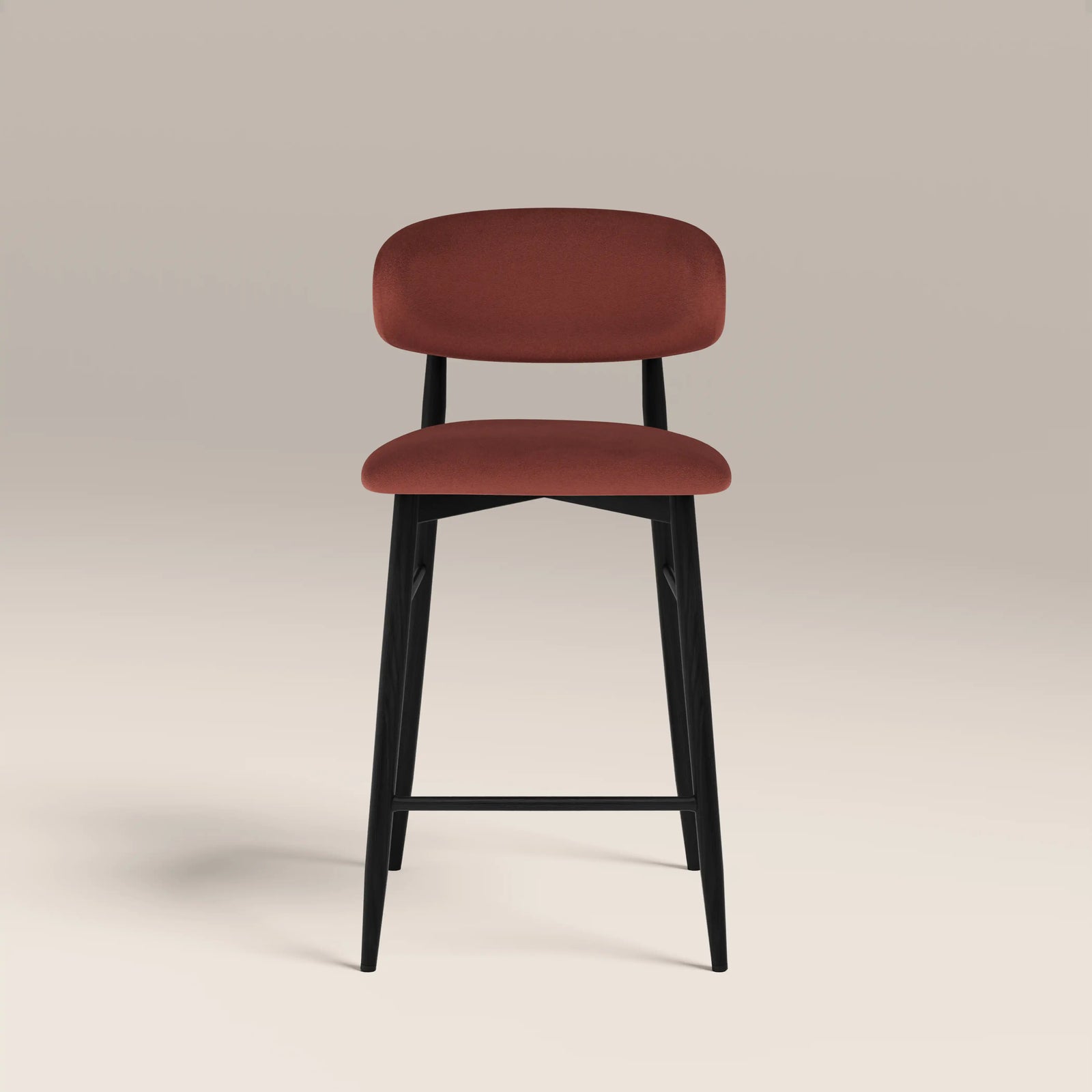Halston Kitchen Stool | Rust Red Sustainable Velvet & Black