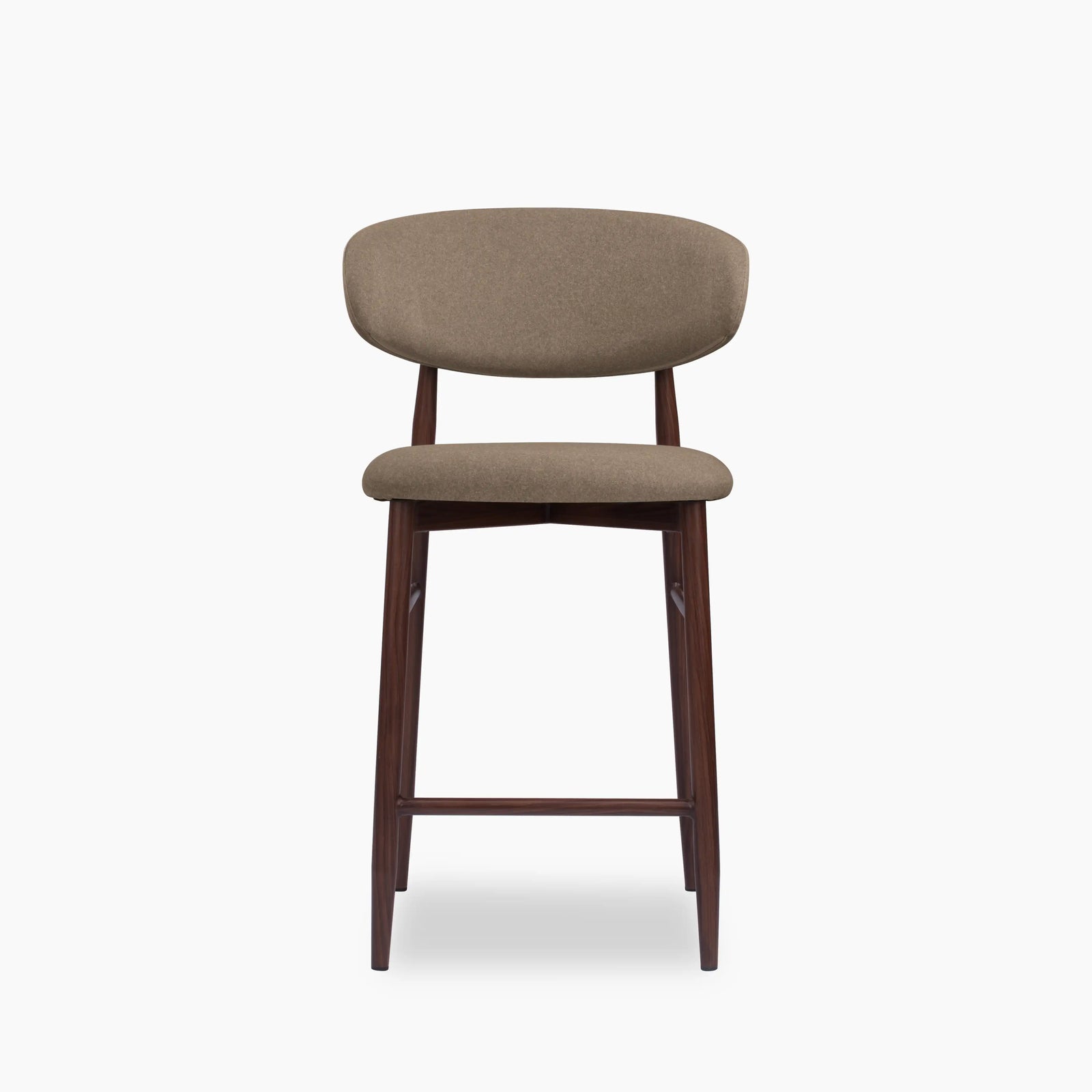 Halston Kitchen Stool | Truffle Sustainable Mohair Velvet & Walnut