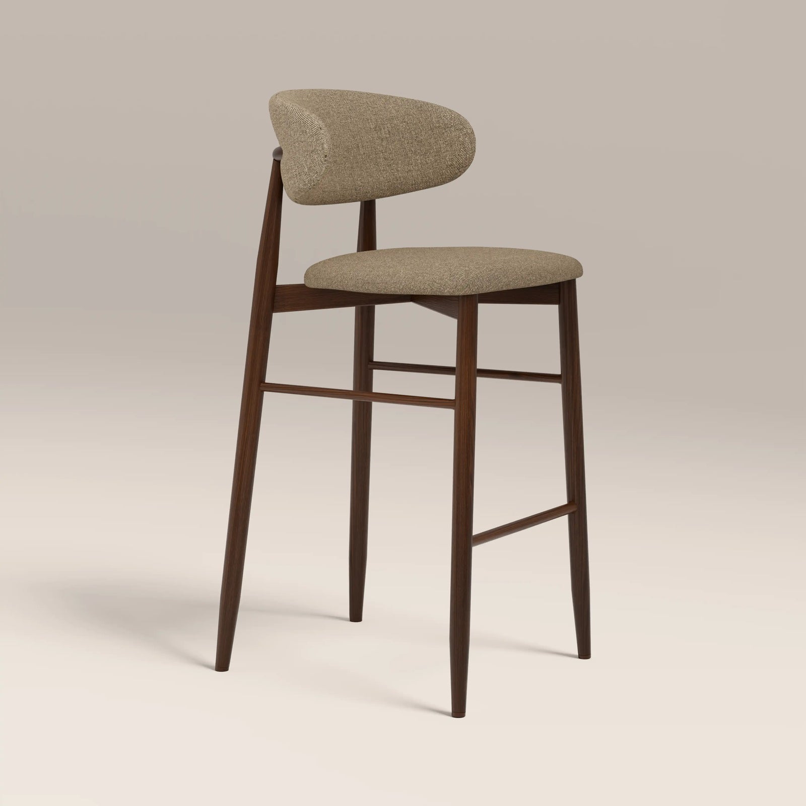 Halston Bar Stool | Latte Sustainable Fabric & Walnut