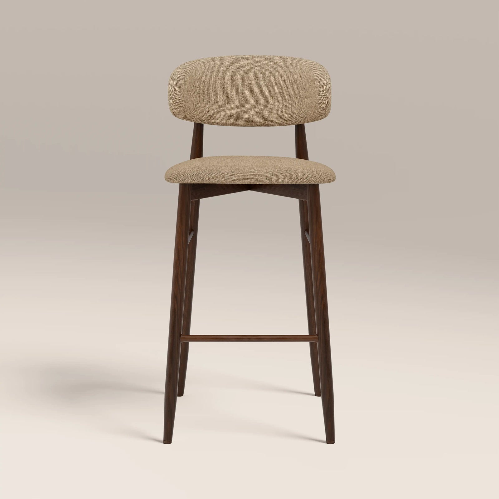 Halston Bar Stool | Latte Sustainable Fabric & Walnut