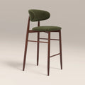 Halston Bar Stool | Olive Green Sustainable Velvet & Walnut