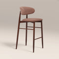 Halston Bar Stool | Blush Pink Sustainable Velvet & Walnut