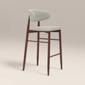 Halston Bar Stool | Speckled Stone Sustainable Boucle & Walnut